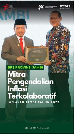 BPS Provinsi Jambi Raih Penghargaan Pengendalian Inflasi Terkolaboratif